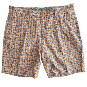 Robert Graham Linen Cotton Shorts Mens 38 Multicolor Floral Geometric 9" Inseam